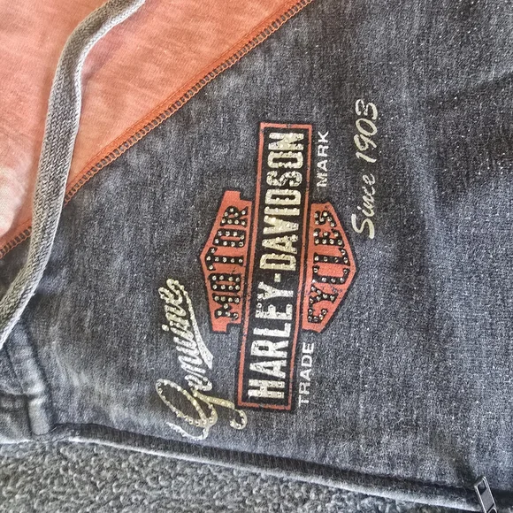 Harley-Davidson Gray and Orange Women's Hoodie - Picture 9 of 10